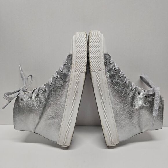 Stuart Weitzman Ollie High-top Silver sneaker boots Women's 8 - Picture 5 of 8